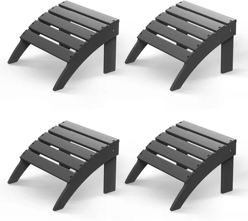 Miniatura 18 de GREENVINES Adirondack-Ottoman Plástico HDPE Reposapiés para exteriores Todo tipo de clima Reposapiés Taburete para pies Negro para Agua
