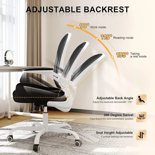 Miniatura 8 de Synorla Silla de oficina, sillas de escritorio ergonómicas de 330 libras de capacidad, silla de computadora de malla con respaldo alto