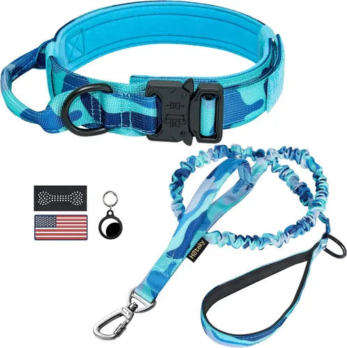 Miniatura 12 de Hotsky collar táctico para perros medianos y grandes, ajustable, de nailon, para entrenamiento militar, con asa y hebilla de metal resistente