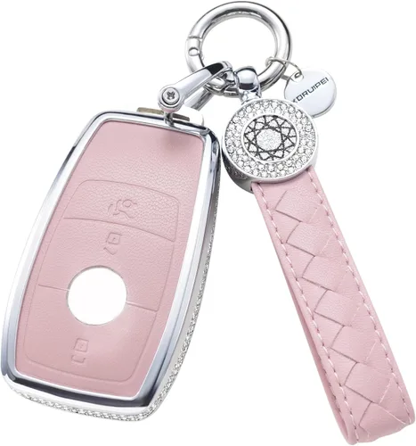 Miniatura 32 de Funda para Llave Honda con Llavero, Carcasa Protectora de Cuero Genuino Rosa con Cristales Compatible con Honda Accord Civic CRV Pilot Odyssey 2022