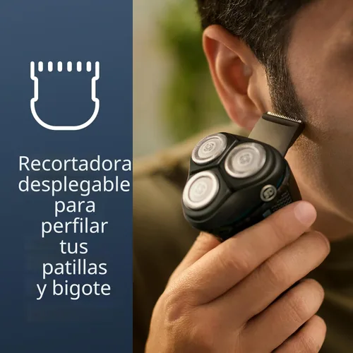 Miniatura 8 de Philips Norelco Shaver 3600 Series, afeitadora eléctrica en seco y húmedo, P-Cap, estuche de viaje, azul tormenta, modelo S3243/91