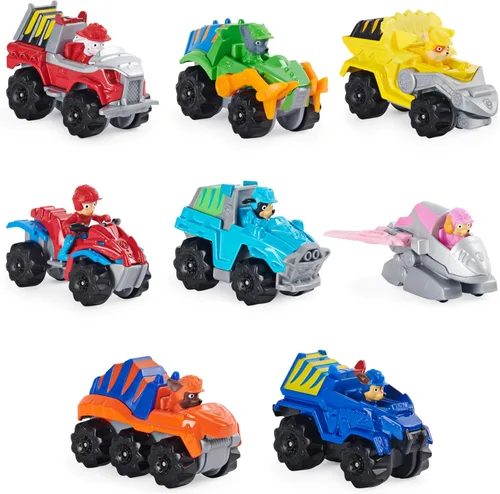 Miniatura 7 de Paw Patrol, True Metal Dino Rescue - Paquete de 8 vehículos coleccionables fundidos a presión, escala 1:55 Paquete de 8 regalos de rescate