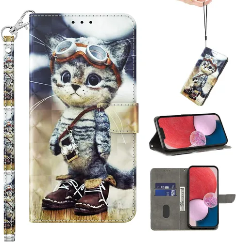 Miniatura 18 de Funda para Samsung Galaxy S23, cartera Flip Folio lindo 3D pintado de dibujos animados PU Funda de cuero PU para niñas mujeres ranuras para tarjetas