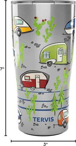 Miniatura 9 de Tervis Traveler - Vaso aislado de triple pared para acampar retro mantiene las bebidas frías y calientes, 20 onzas, acero inoxidable