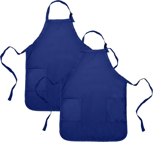 Miniatura 22 de Delantal de cocina para restaurante u hogar, estilo pechera, de hilado de poli algodón (2 bolsillos), Algodón, Negro, 30