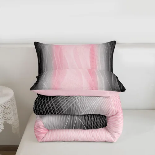 Miniatura 3 de jejeloiu Juego de edredón rojo y negro para niños y niñas, edredón rojo degradado, tamaño individual, geometría desordenada, óxido, juego de ropa