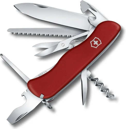 Victorinox Outrider - Cuchillo suizo del ejército, cuchillo de bolsillo de 14 funciones fabricado en Suiza con cuchillo grande, sacacorchos, tijeras