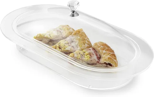 Miniatura 3 de Huang Acrylic Bandeja ovalada transparente para servir alimentos Servware con tapa utilizada para aperitivos, aperitivos y entradas para compartir