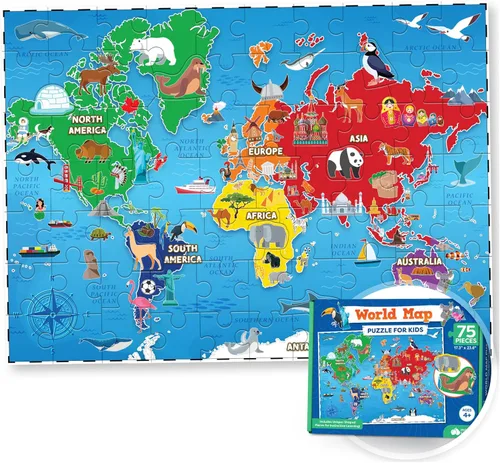 Miniatura 9 de Rompecabezas para niños de 4 a 8 años, 145 piezas, mapa del mundo y rompecabezas de Estados Unidos, juguetes educativos para niños de 4 años
