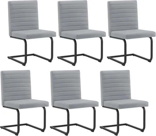 Miniatura 14 de Furniliving - Juego de 2 sillas de comedor modernas tapizadas de tela técnica con patas de acero, respaldo alto, sillas sin brazos para comedor