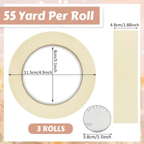Miniatura 2 de Fainne 3 rollos de cinta adhesiva a granel de 55 yardas, cinta de uso general para aula, etiquetado, manualidades, oficina, proyectos escolares