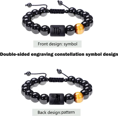 Miniatura 39 de SUMMER LOVE Father's Day Gifts Zodiac Bracelet for Men Women 10mm Natural Black Onyx Stone Star Sign Constellation Beaded Protection Bracelet