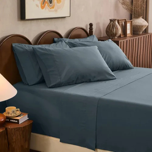 Miniatura 38 de Juego de sábanas de lino 100% tamaño King, juego de sábanas de lino transpirable y duradero de 4 piezas, ropa de cama suave para todas