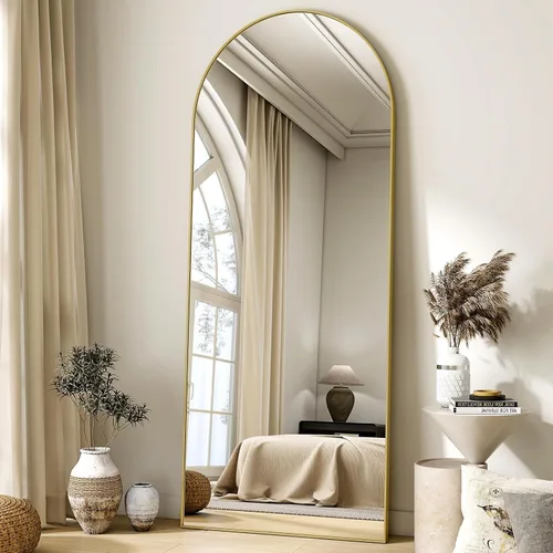 Miniatura 16 de HARRITPURE Espejo Arqueado de Cuerpo Entero - 64"x21" Espejo Grande de Pie, Espejos de Vestir con Marco de Aluminio con Soporte para Dormitorio/Sala