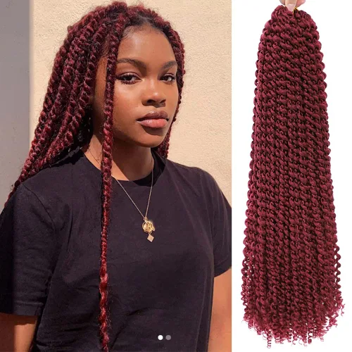 Miniatura 7 de Cabello Passion Twist de 24 pulgadas, 8 paquetes de cabello Passion Twist de ganchillo para mujeres, cabello trenzado Passion Twists largo bohemio