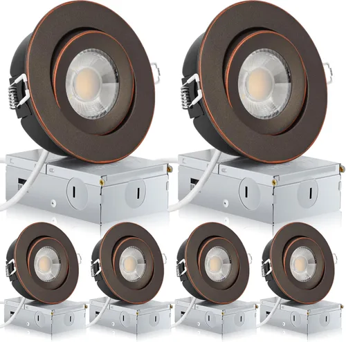 Miniatura 10 de KnLnny Ware Luces empotradas con cardán negras de 4 pulgadas con luz nocturna, paquete de 6, luces empotradas con cardán sin carcasa con caja