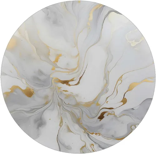 Miniatura 6 de Round Placemats Set of 6, White Golden Marble Print Heat Resistant Washable Place Mats Table Mat for Kitchen Dining Party