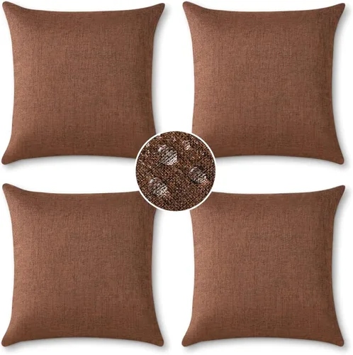 Miniatura 12 de OTOSTAR Juego de 4 fundas de almohada impermeables para exteriores, fundas decorativas para cojines de jardín, fundas de almohada cuadradas