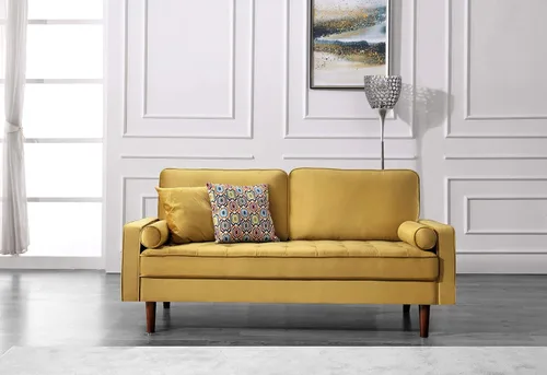 Miniatura 32 de Container Furniture - Sofá de piel sintética para la sala de estar moderna con cojines extraíbles y patas de madera maciza, sofá estilo lujoso