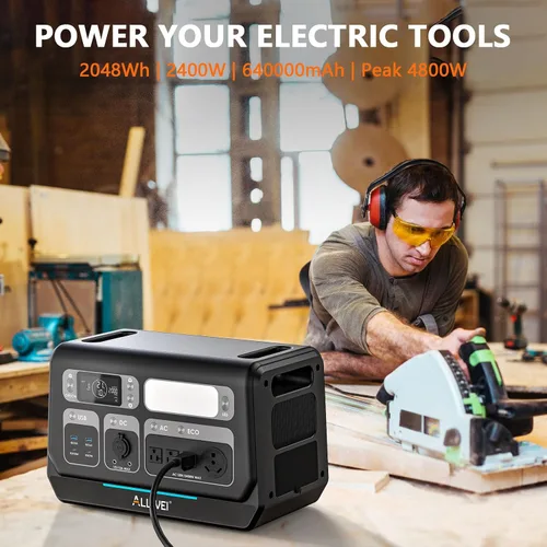 Miniatura 6 de ALLWEI - Estación de energía portátil 300 W (pico 600 W) mejorada, banco de batería LiFePO4 de 256 Wh, generador solar con 6 puertos de salida