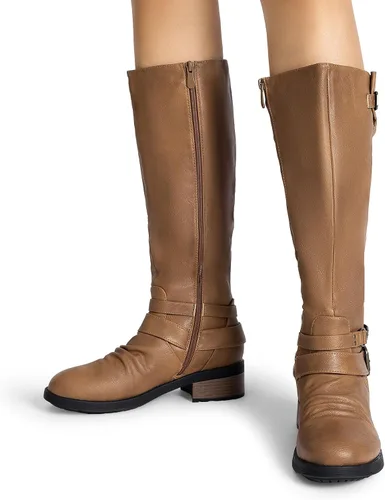 Miniatura 6 de DREAM PAIRS Botas de equitación hasta la rodilla para mujer de pantorrilla ancha