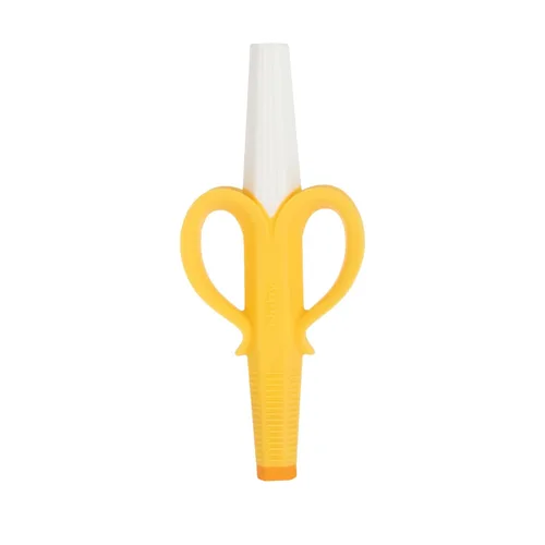Nuby Tubo Hueco de Plátano Juguete de Dentición de Silicona - Juguete de Alivio para la Dentición del Bebé que Masajea las Encías para 3+ Meses