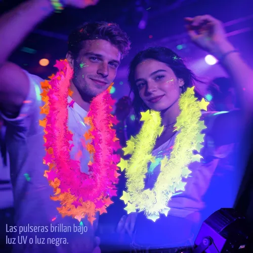 Miniatura 2 de Mega-L - 12 piezas de collar de fiesta que brilla en la oscuridad, suministros de fiesta que brillan en la oscuridad, collar de luz negra