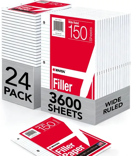 Miniatura 13 de KAISA Papel para cuaderno de hojas sueltas, rayas universitarias, 300 hojas por papel rayado, 8 x 10.5 pulgadas, 3 agujeros perforados para carpeta