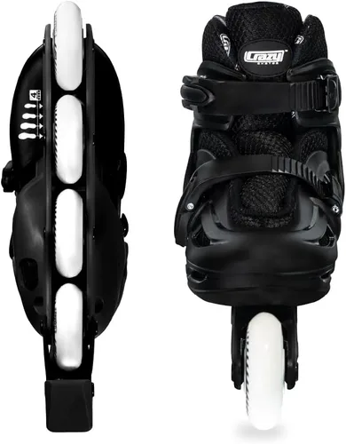 Miniatura 5 de Crazy Skates Patines en línea ajustables que se ajustan para adaptarse a cuatro tamaños Black