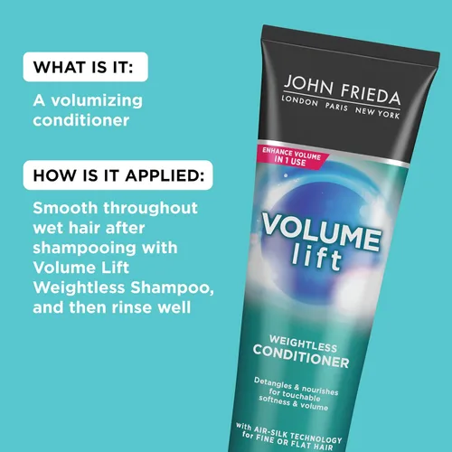 Miniatura 4 de John Frieda Volume Lift - Acondicionador sin peso, acondicionador voluminizador ligero con tecnología Air-Silk para cabello fino o plano, añade