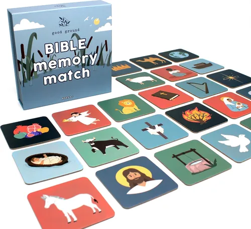 Good Ground Juego de recuerdos a juego para niños pequeños | Regalos divertidos y rápidos para niños y niñas de 3 a 7 años – Juego de cartas bíblico