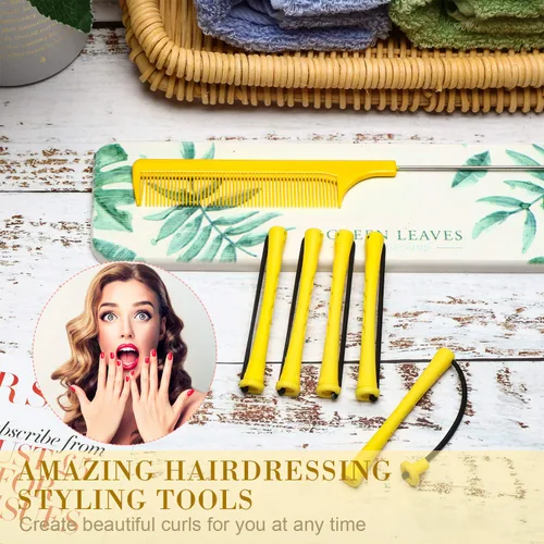 Miniatura 6 de WILLBOND 36 piezas de varillas de onda fría para el cabello, varillas de permanente, rulos de pelo, rizadores con peine de cola de rata de acero