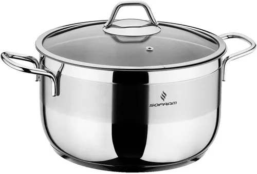 Miniatura 10 de Olla profunda de acero inoxidable con tapa de vidrio, olla de sopa para cacerola profunda, adecuada para estufa de inducción