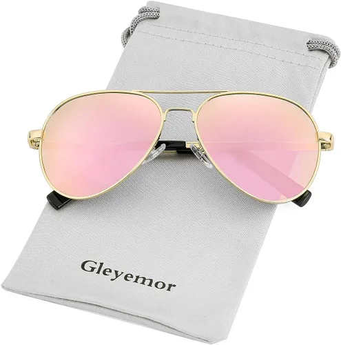 Miniatura 2 de Gleyemor Lentes de sol polarizados estilo aviador para niños y niñas, jóvenes, adolescentes, dos tamaños de 1.969 in y 2.047 in