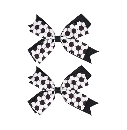 Miniatura 4 de Pinzas para el pelo de fútbol, cinta de fútbol, accesorios para el cabello para niñas, pinzas para el cabello de fútbol, 2 unidades, color negro