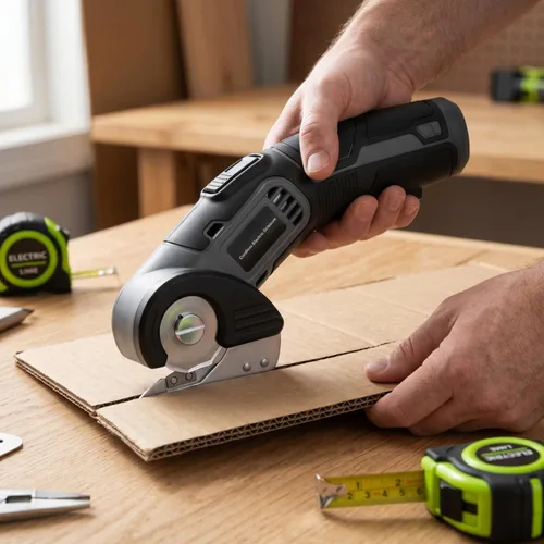 Miniatura 3 de 4V - Tijeras eléctricas inalámbricas, cortador giratorio ligero con 2 cuchillas y carga USB, para cortar cartón, tela, cuero, alfombra, plástico