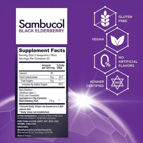 Miniatura 2 de Sambucol Jarabe de Saúco Negro - Jarabe de Sambucus, Líquido de Saúco Negro, Apoyo Inmunológico para Niños y Adultos, Alto en Antioxidantes, Sin
