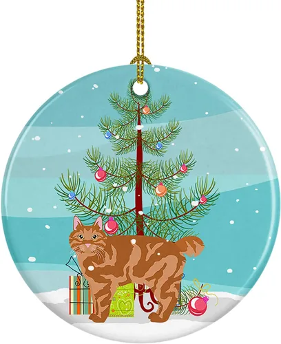 Miniatura 22 de Caroline's Treasures Adorno de cerámica con texto en inglés "Merry Christmas" para colgar en el árbol de Navidad, decoración para el hogar, Navidad