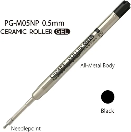 Miniatura 2 de Ohto - Recambios de gel de rodillo de cerámica, punta de aguja, punta fina de metal de 0.020 in, secado ultra rápido, tinta de gel líquido negro
