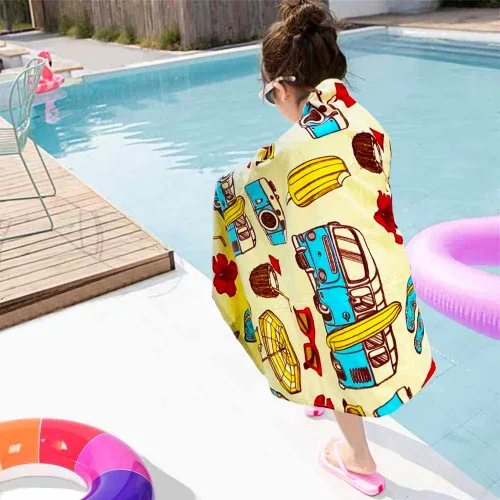 Miniatura 5 de Toalla de playa para niños, manta de rizo de terciopelo, 100% algodón, súper suave, absorbente, 25.5 x 51 pulgadas, para baño, natación, deportes