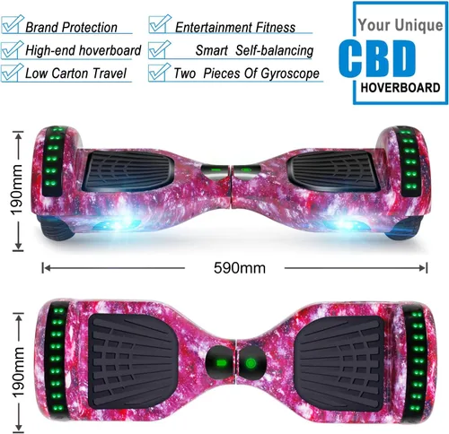 Miniatura 2 de CBD Scooter with Corlorful LED Lights,6.5" Wheels, Dual 300W Motor Scooter for Kids Girls Boys Adults, All Ages A06-starsky púrpura