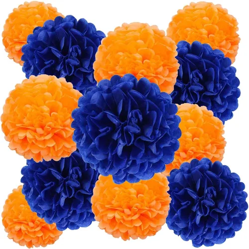 Miniatura 14 de We Moment Pompones de papel de seda morado y rosa para decoración de fiesta de niñas en el techo, para colgar en la pared, 12 pompones de seda de 4