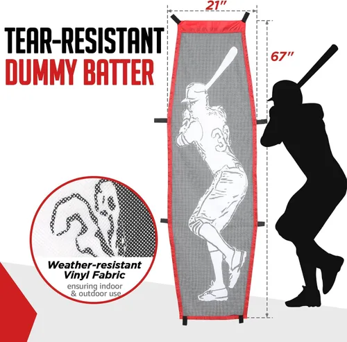 Miniatura 4 de ZEALFEEL Red de béisbol, red de lanzamiento y bateo de 7 x 7 pies con bateador ficticio, sistema grande de recolección de pelotas, 2 zonas