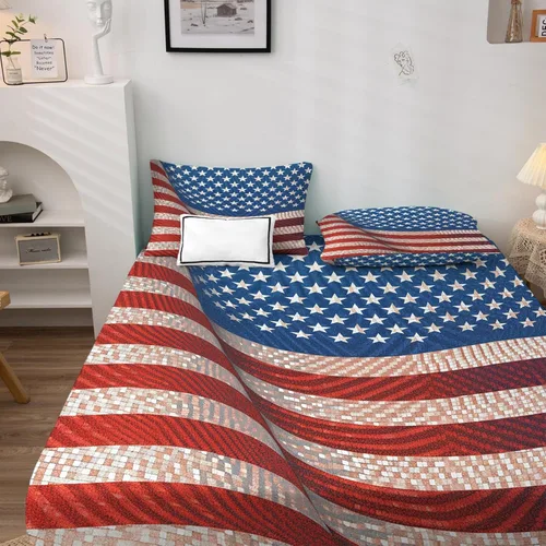 Miniatura 3 de Sábanas de bandera estadounidense tamaño King – Juego de sábanas de bandera de Estados Unidos para niños y niñas, juego de sábanas de estrellas