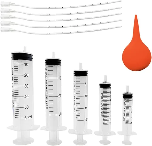 Kit de 11 tubos de alimentación para cachorros y gatitos pequeños y jeringa de alimentación transparente de 5/10/20/30/2.0 fl oz, tubo de