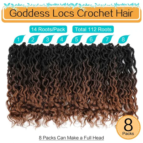Miniatura 2 de Karida Goddess Locs - Cabello de ganchillo de 12 pulgadas, 8 paquetes de cabello Faux Locs de ganchillo para mujeres negras, Faux Locs de ganchillo