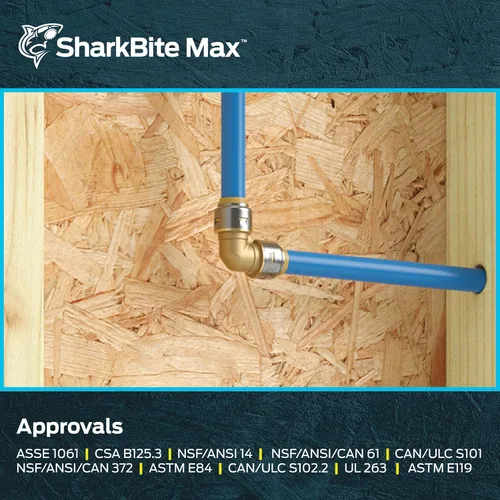 Miniatura 6 de SharkBite Max Codo de 90 Grados de 1/2 Pulgada, Paquete de 4, Accesorio de Plomería de Latón de Conexión Rápida, Tubo PEX, Cobre, CPVC, PE-RT, HDPE