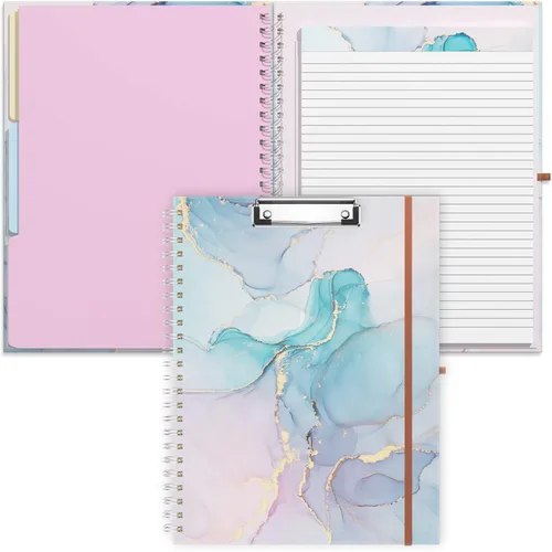Miniatura 18 de Rimilak Spiral Clipboard Folio with Refillable Lined Notepad, 14.5 x 9.8 In, Hardcover Cover with 5 Interior Pockets, Elastic Band and Pen Loop
