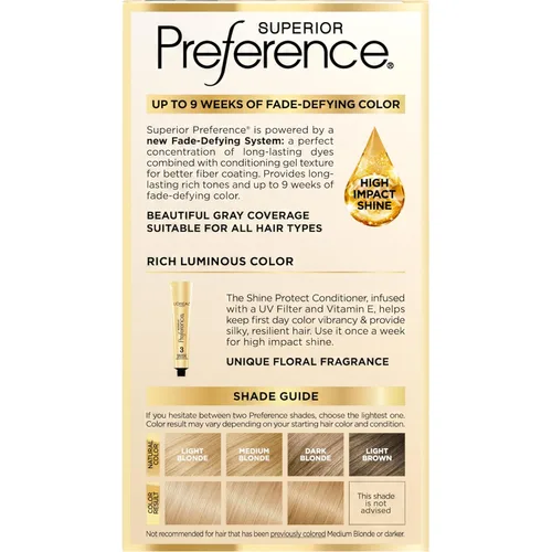 Miniatura 10 de L'Oreal Paris Superior Preference - Tinte permanente luminoso que desafía la decoloración, tinte para el cabello hasta 9 semanas de resplandor, 09