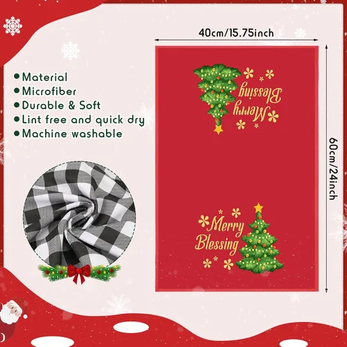 Miniatura 2 de Peryiter 6 Toallas de Mano Navideñas de 16 x 24 Pulgadas Toallas de Cocina Navideñas para Platos Paños de Cocina Navideños Decoración de Cocina